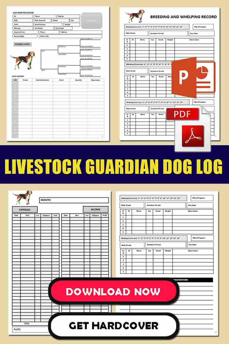 Printable Livestock Guardian Dog (LGD) Record Book 